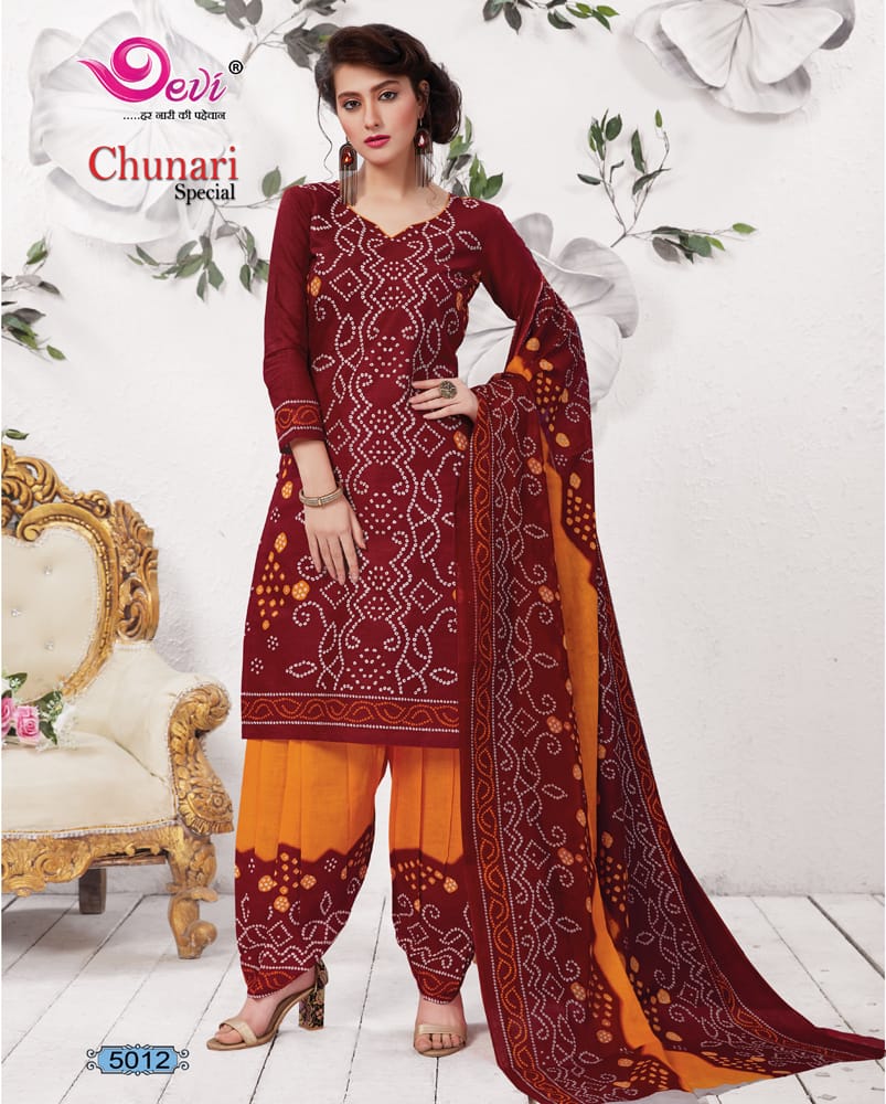 Chunari Special Vol-5 By Devi 5001 To 5012 Series Stylish Fancy Beautiful Colorful Casual Wear & Ethnic Wear Pure Cotton Printed Dresses At Wholesale Price