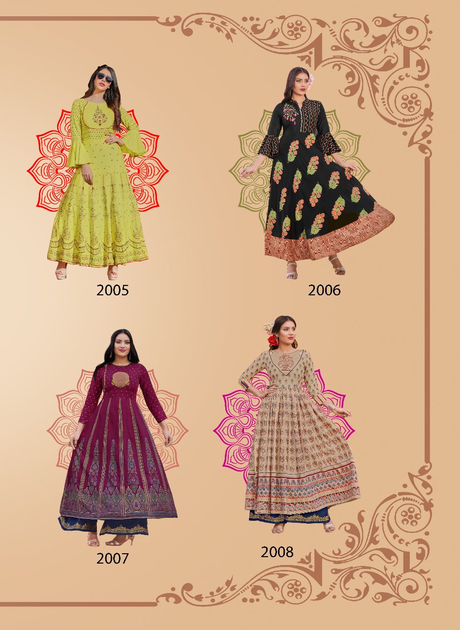 Colorbar Vol-2 By Kajal Style 2001 To 2008 Series Beautiful Collection Suits Stylish Fancy Colorful Casual Wear & Ethnic Wear Heavy Rayon Kurtis At Wholesale Price
