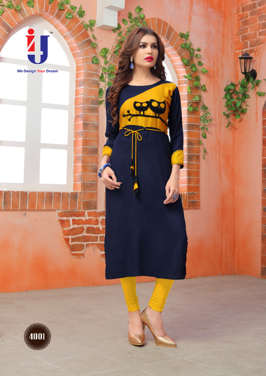 Dhadak By I4u 4001 To 4008 Series Beautiful Stylish Fancy Colorful Casual Wear & Ethnic Wear & Ready To Wear Rayon With Work Kurtis At Wholesale Price