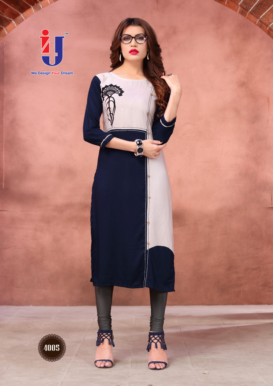 Dhadak By I4u 4001 To 4008 Series Beautiful Stylish Fancy Colorful Casual Wear & Ethnic Wear & Ready To Wear Rayon With Work Kurtis At Wholesale Price
