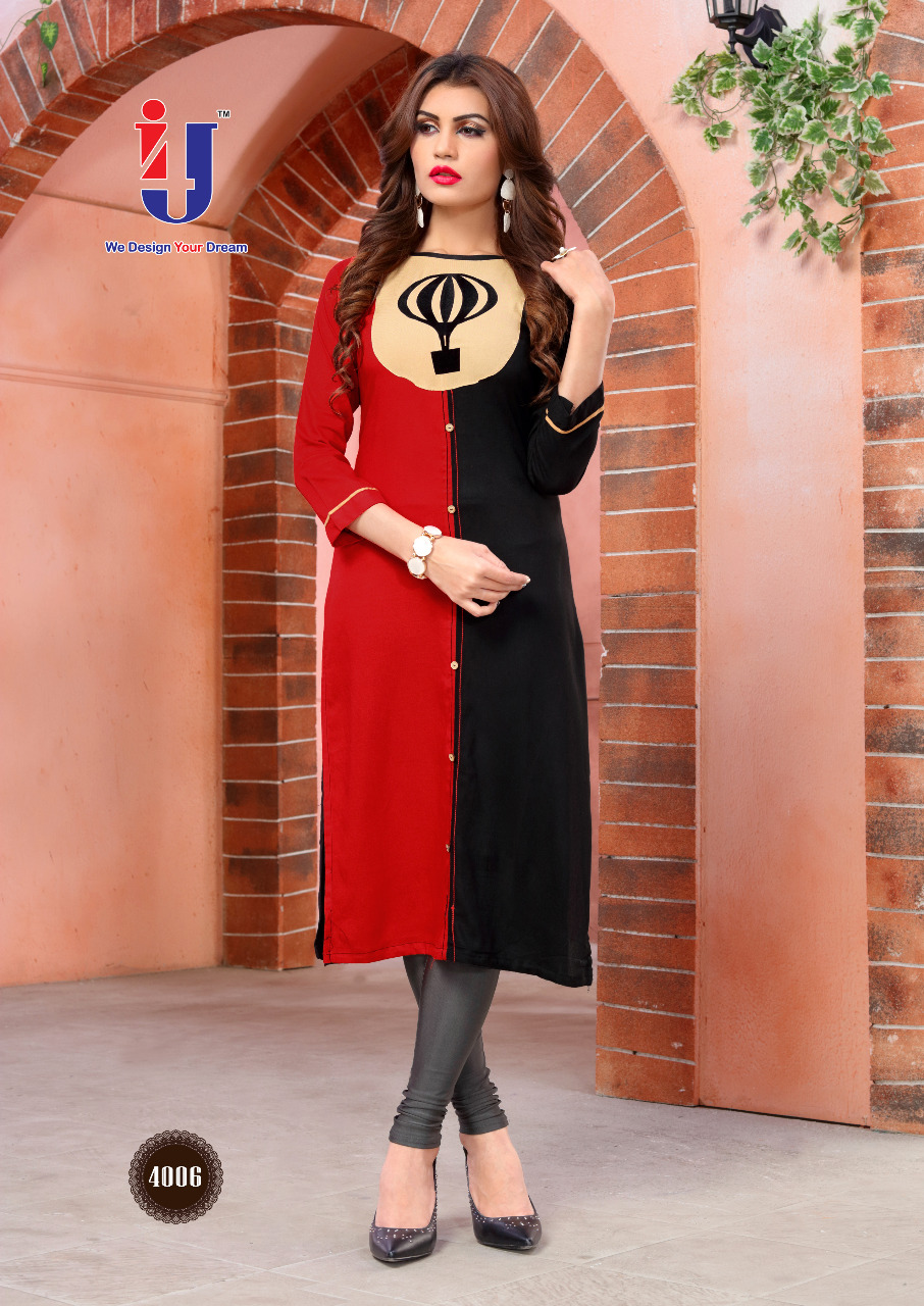Dhadak By I4u 4001 To 4008 Series Beautiful Stylish Fancy Colorful Casual Wear & Ethnic Wear & Ready To Wear Rayon With Work Kurtis At Wholesale Price