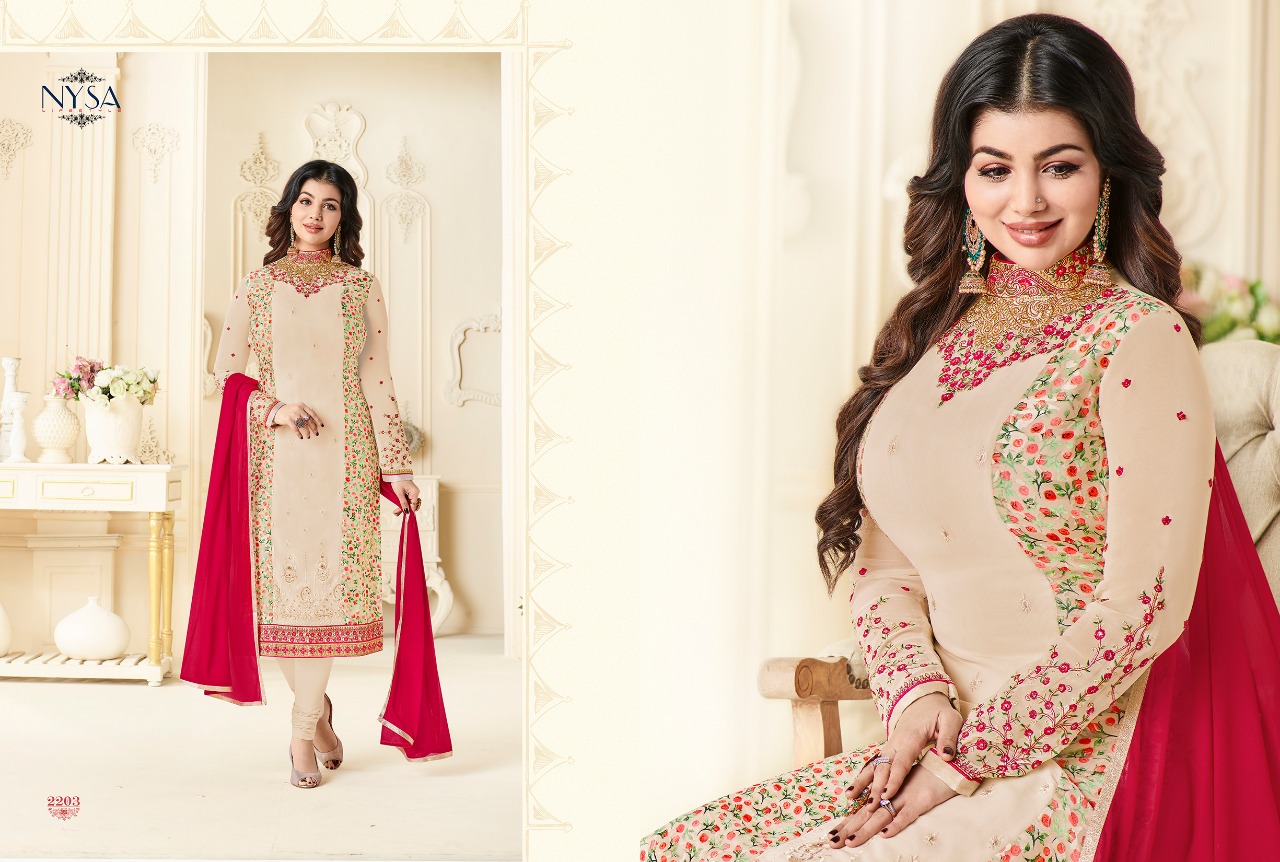 Sale Diamond Brasso Vol-13 By Nysa Lifestyle 2201 To 2207 Series Beautiful Suits Colorful Stylish Fancy Party Wear & Ethnic Wear Brasso & Georgette Printed Dresses At Wholesale Price