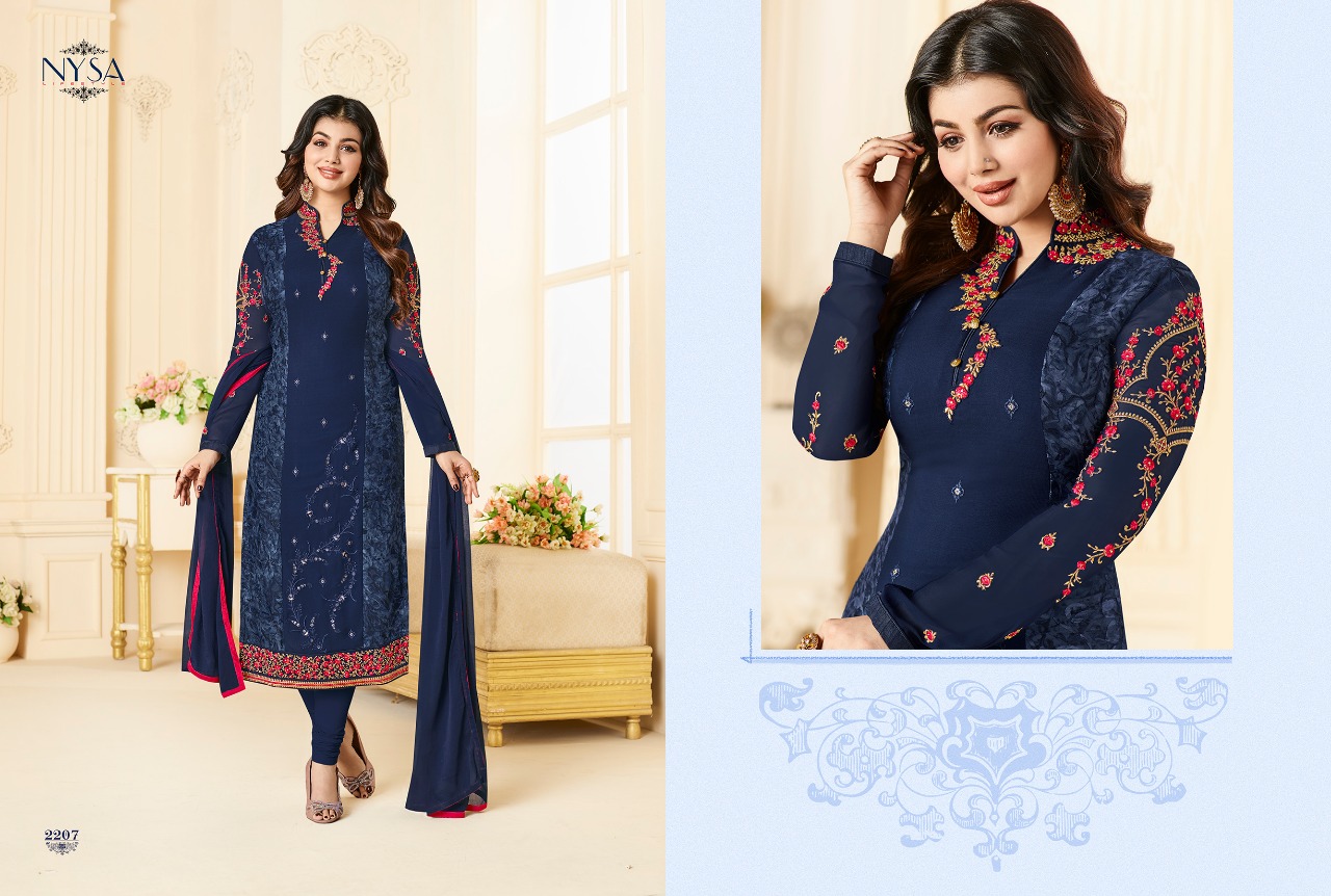 Sale Diamond Brasso Vol-13 By Nysa Lifestyle 2201 To 2207 Series Beautiful Suits Colorful Stylish Fancy Party Wear & Ethnic Wear Brasso & Georgette Printed Dresses At Wholesale Price