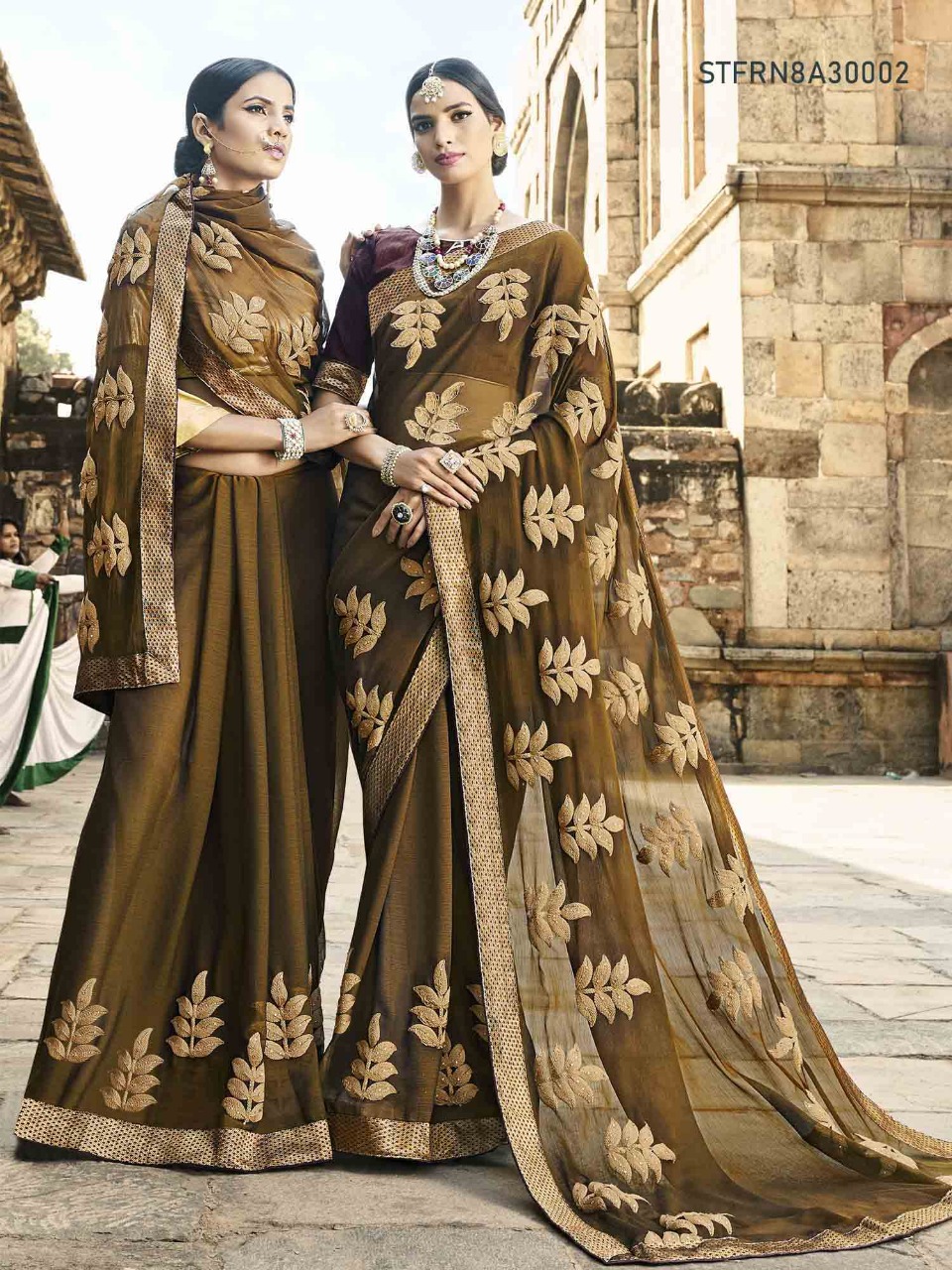 Firangi By Aasvaa 30001 To 30008 Series Indian Traditional Wear Collection Beautiful Stylish Fancy Colorful Party Wear & Occasional Wear Chiffon Sarees At Wholesale Price