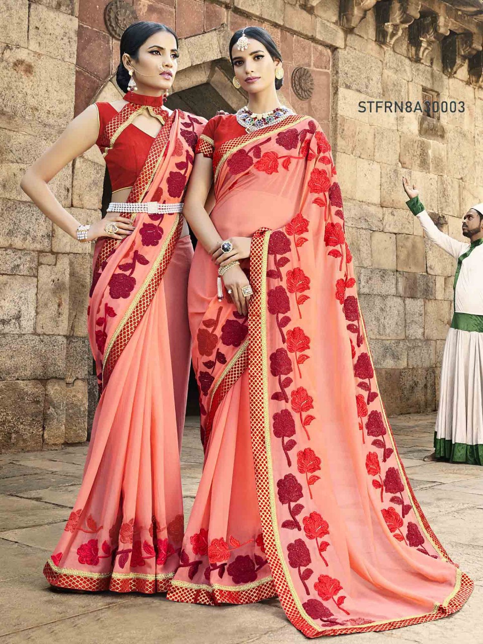 Firangi By Aasvaa 30001 To 30008 Series Indian Traditional Wear Collection Beautiful Stylish Fancy Colorful Party Wear & Occasional Wear Chiffon Sarees At Wholesale Price