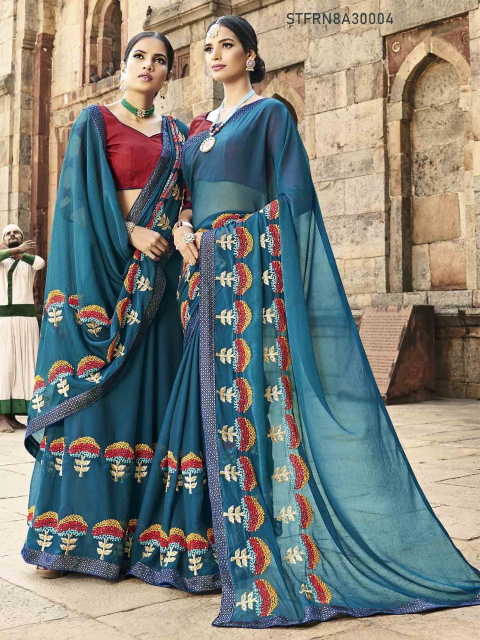 Firangi By Aasvaa 30001 To 30008 Series Indian Traditional Wear Collection Beautiful Stylish Fancy Colorful Party Wear & Occasional Wear Chiffon Sarees At Wholesale Price