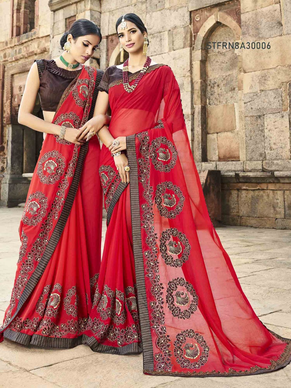 Firangi By Aasvaa 30001 To 30008 Series Indian Traditional Wear Collection Beautiful Stylish Fancy Colorful Party Wear & Occasional Wear Chiffon Sarees At Wholesale Price