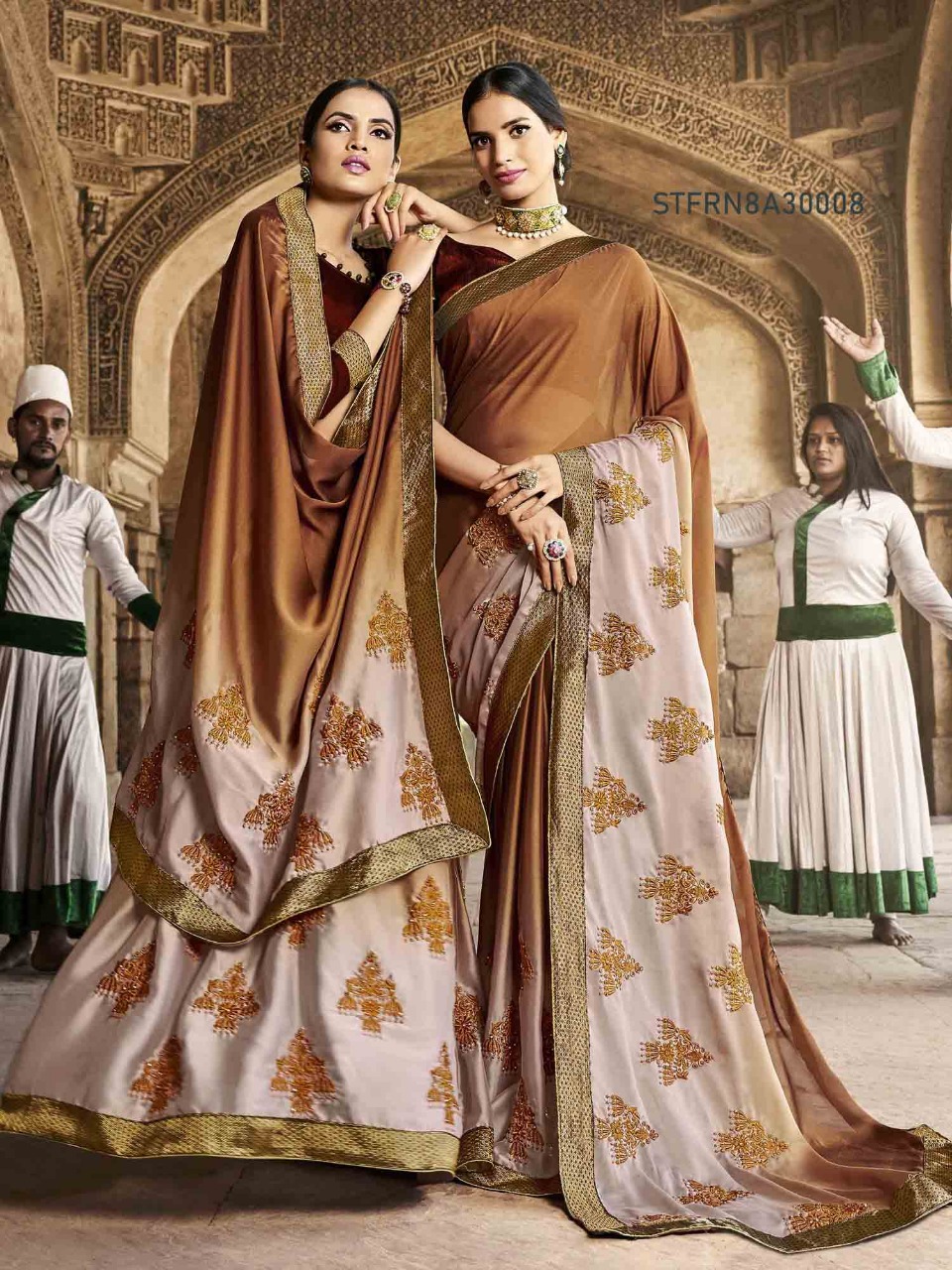 Firangi By Aasvaa 30001 To 30008 Series Indian Traditional Wear Collection Beautiful Stylish Fancy Colorful Party Wear & Occasional Wear Chiffon Sarees At Wholesale Price
