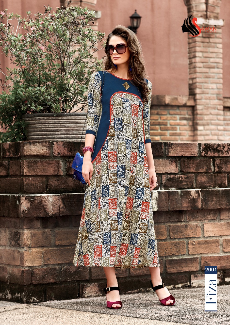 Fiza Vol-2 By Sawan Creation 2001 To 2010 Series Designer Beautiful Stylish Fancy Colorful Casual Wear & Ethnic Wear Heavy Rayon Printed Kurtis At Wholesale Price
