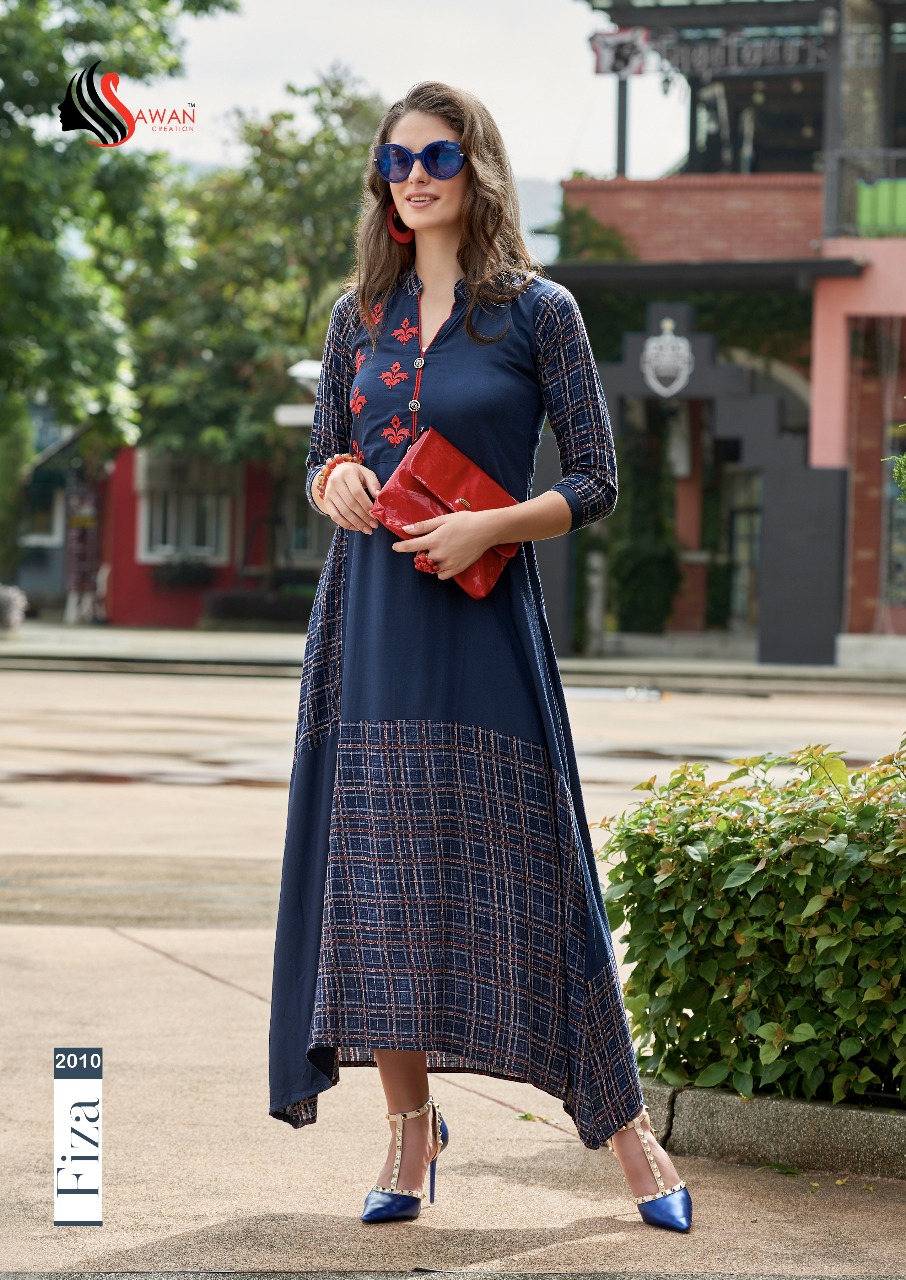 Fiza Vol-2 By Sawan Creation 2001 To 2010 Series Designer Beautiful Stylish Fancy Colorful Casual Wear & Ethnic Wear Heavy Rayon Printed Kurtis At Wholesale Price