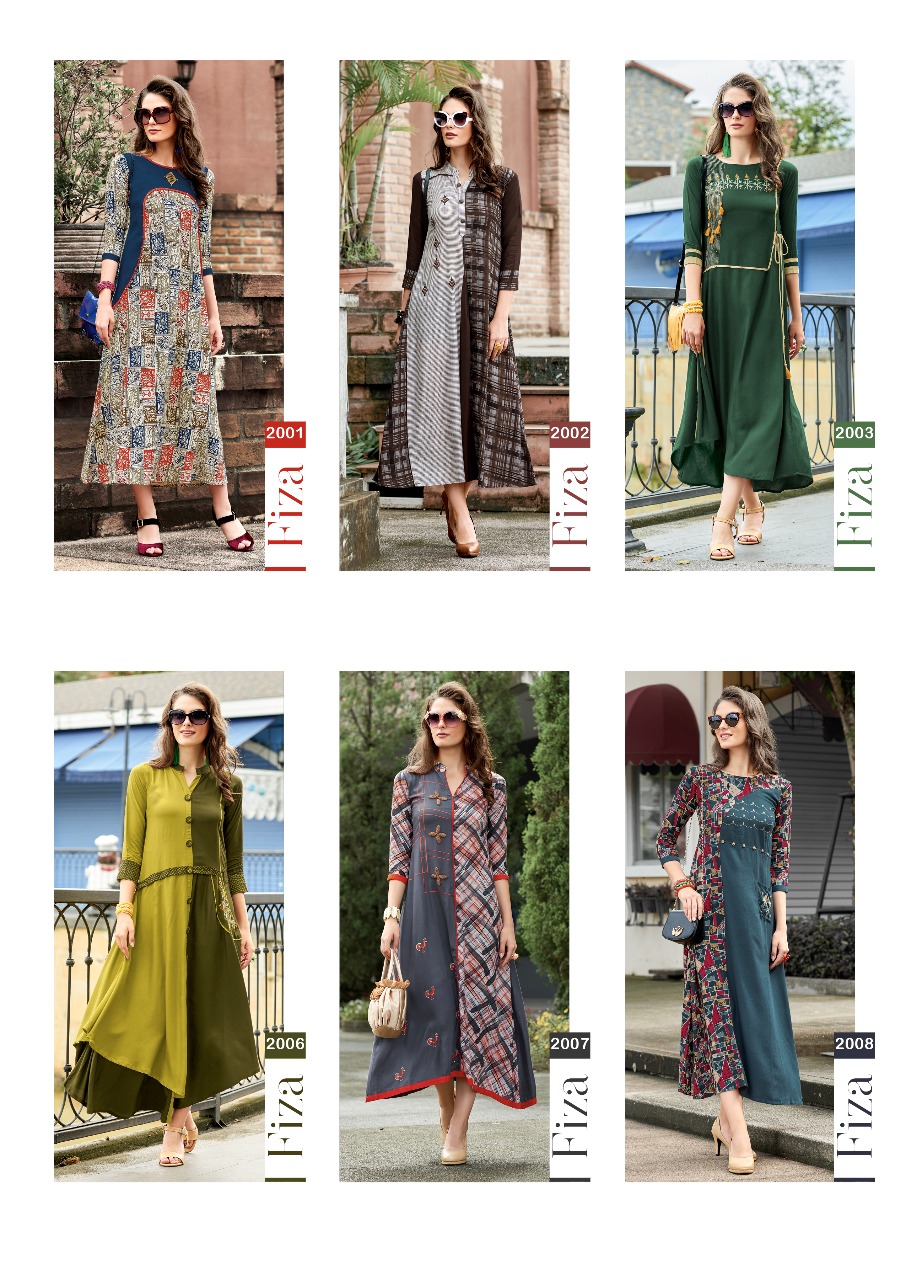 Fiza Vol-2 By Sawan Creation 2001 To 2010 Series Designer Beautiful Stylish Fancy Colorful Casual Wear & Ethnic Wear Heavy Rayon Printed Kurtis At Wholesale Price
