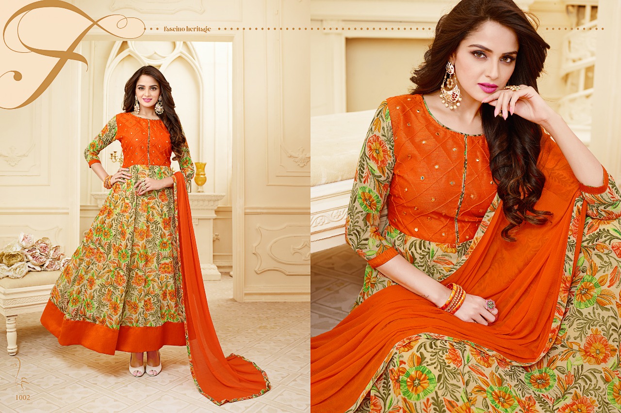 Floral By Amrut Varsha Creation 1001 To 1009 Series Beautiful Stylish Fancy Colorful Party Wear & Ethnic Wear Anarkali Wait Less Georgette Dresses At Wholesale Price