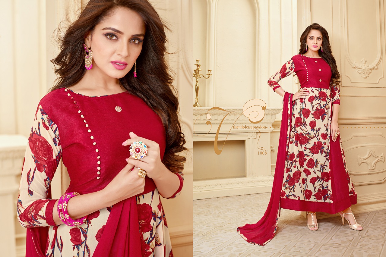 Floral By Amrut Varsha Creation 1001 To 1009 Series Beautiful Stylish Fancy Colorful Party Wear & Ethnic Wear Anarkali Wait Less Georgette Dresses At Wholesale Price