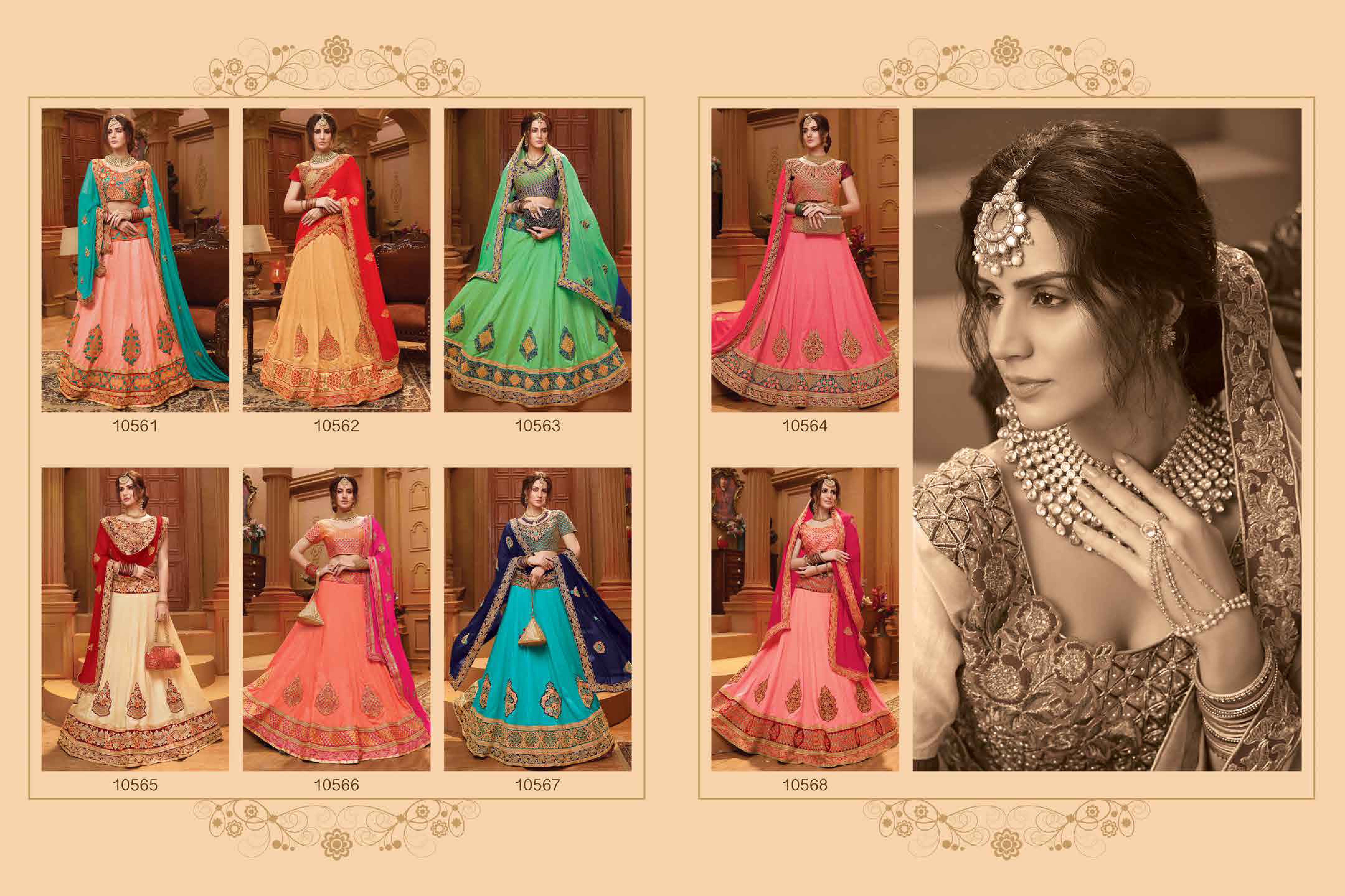 Glorious By Riddhoo Fashion 10561 To 10568 Series Designer Wedding Collection Beautiful Stylish Fancy Colorful Party Wear & Occasional Wear Heavy Stine Concept Silk Base Embroidered Lehengas At Wholesale Price