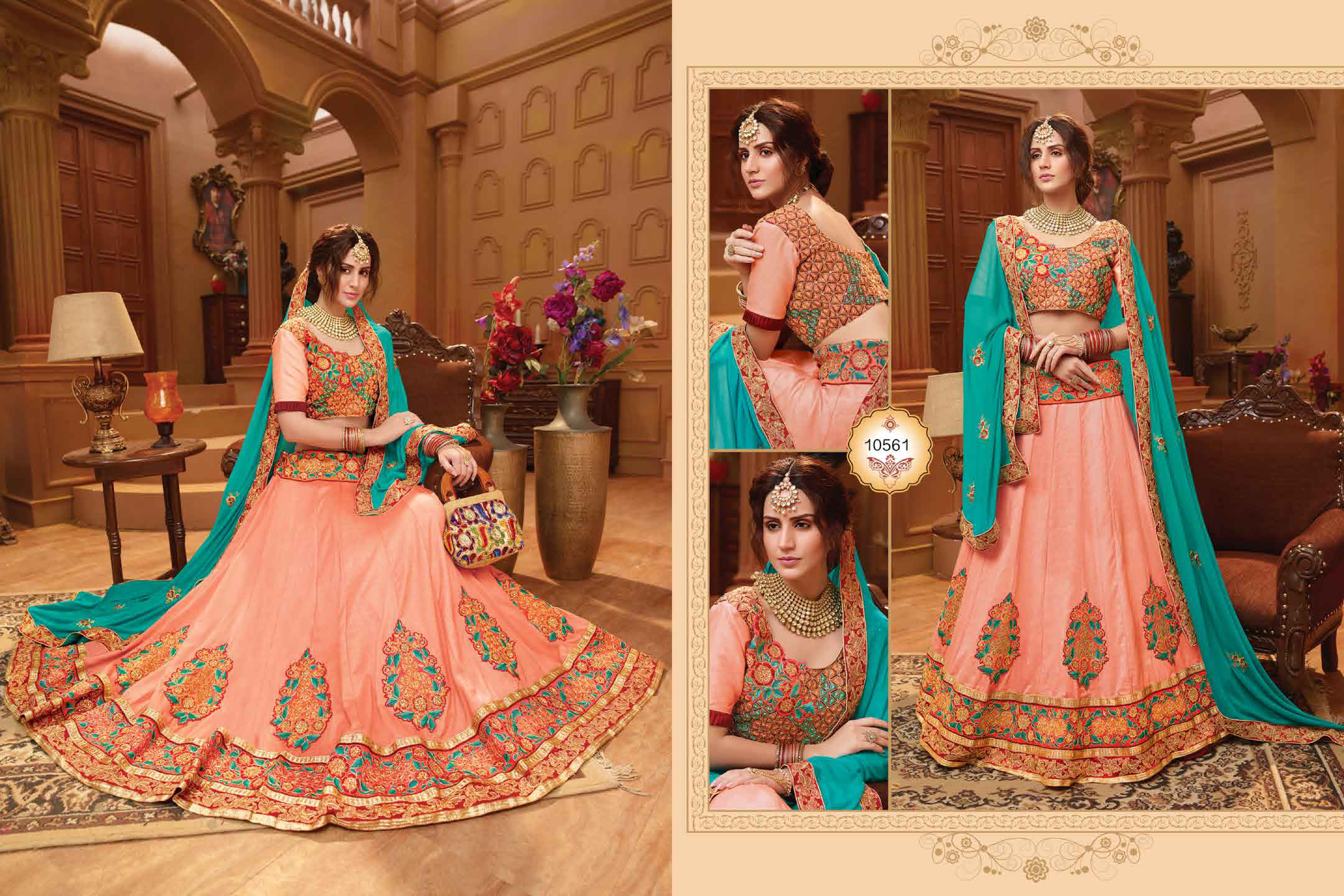 Glorious By Riddhoo Fashion 10561 To 10568 Series Designer Wedding Collection Beautiful Stylish Fancy Colorful Party Wear & Occasional Wear Heavy Stine Concept Silk Base Embroidered Lehengas At Wholesale Price