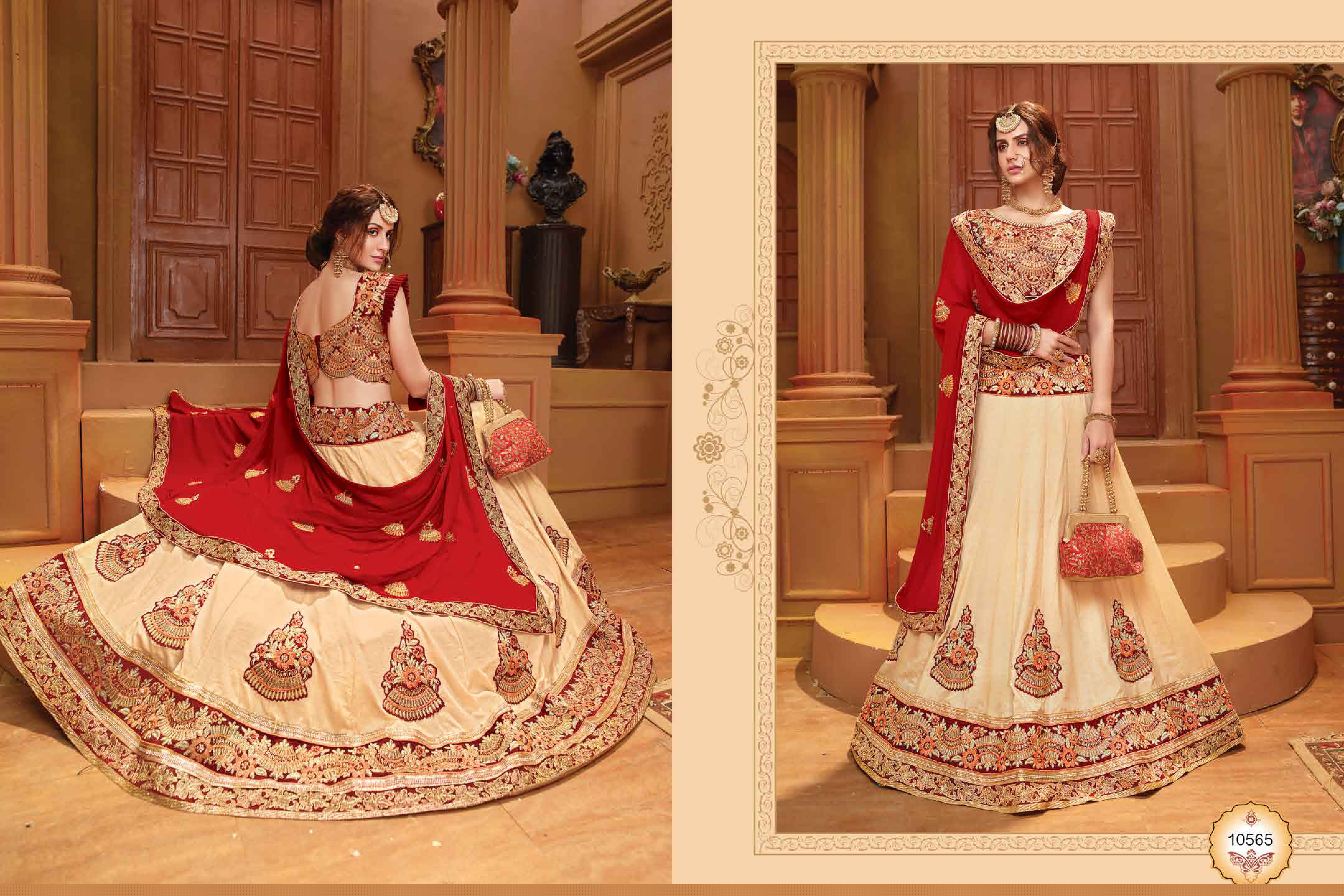 Glorious By Riddhoo Fashion 10561 To 10568 Series Designer Wedding Collection Beautiful Stylish Fancy Colorful Party Wear & Occasional Wear Heavy Stine Concept Silk Base Embroidered Lehengas At Wholesale Price