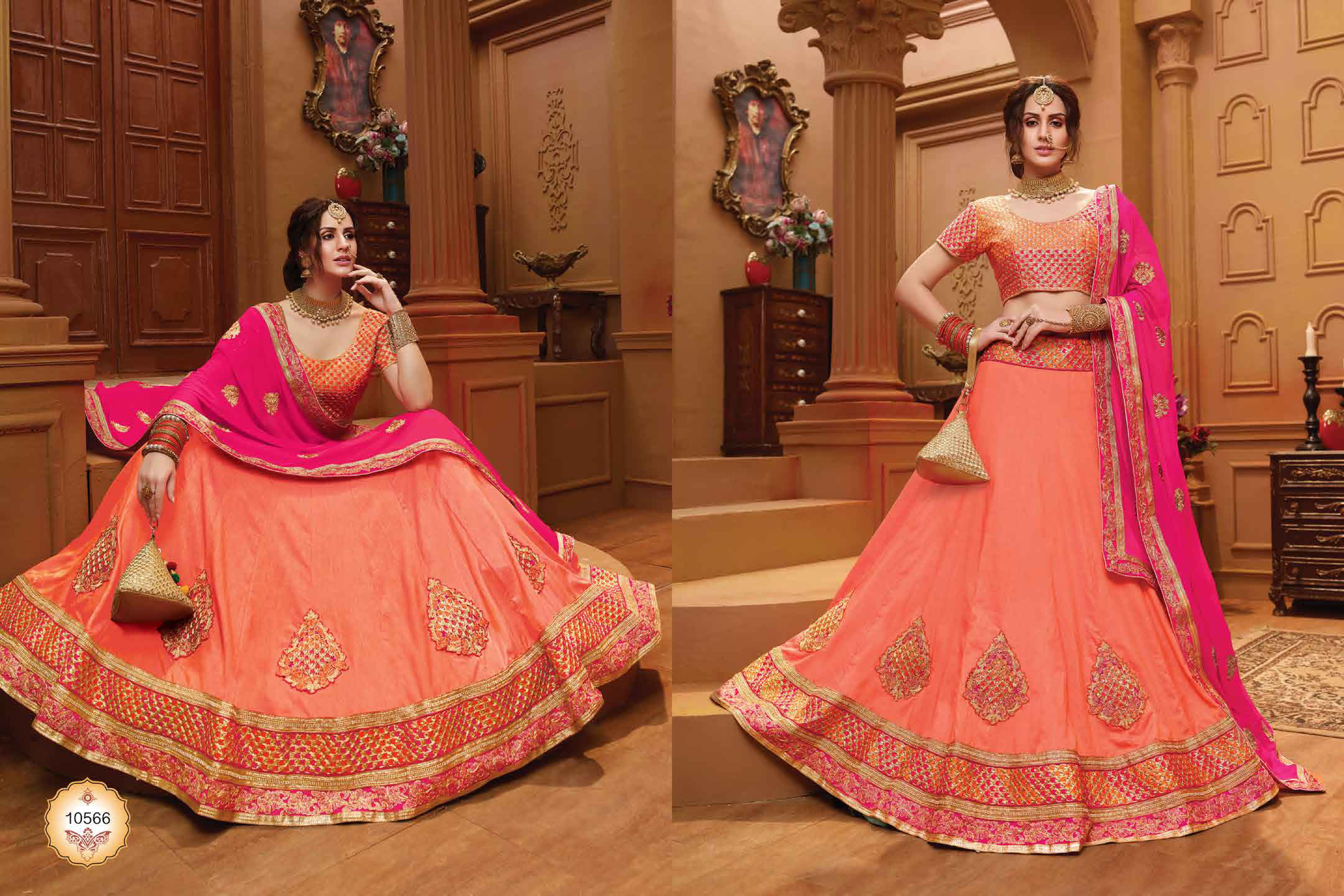 Glorious By Riddhoo Fashion 10561 To 10568 Series Designer Wedding Collection Beautiful Stylish Fancy Colorful Party Wear & Occasional Wear Heavy Stine Concept Silk Base Embroidered Lehengas At Wholesale Price