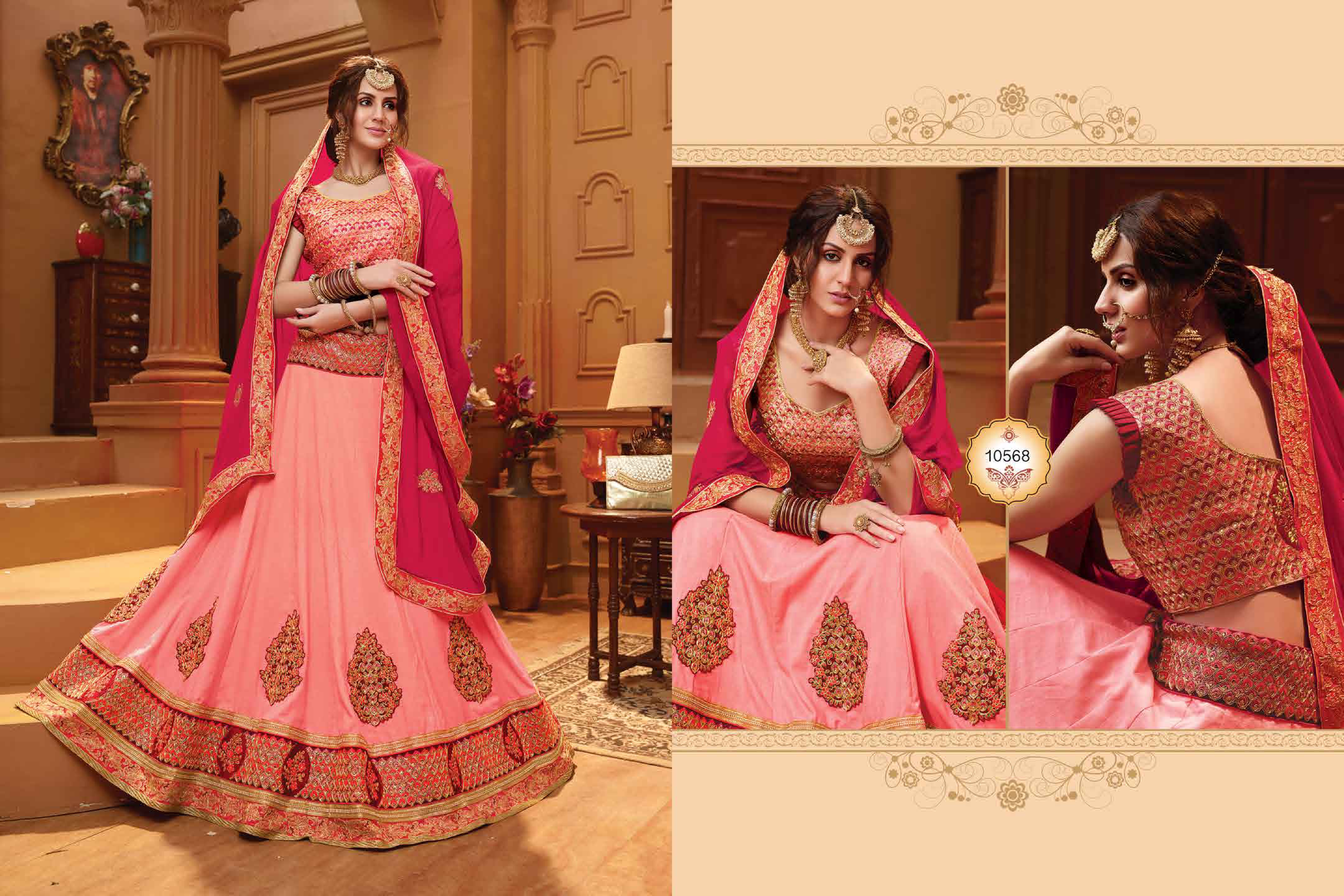 Glorious By Riddhoo Fashion 10561 To 10568 Series Designer Wedding Collection Beautiful Stylish Fancy Colorful Party Wear & Occasional Wear Heavy Stine Concept Silk Base Embroidered Lehengas At Wholesale Price