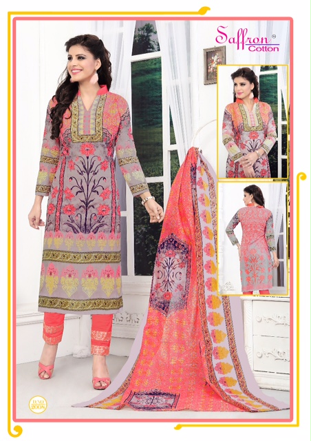 Gulzar Karachi Queen Vol-2 By Saffron Cotton 2001 To 2010 Series Colorful Beautiful Printed Casual Wear Cotton Un-stitched Dresses At Wholesale Price