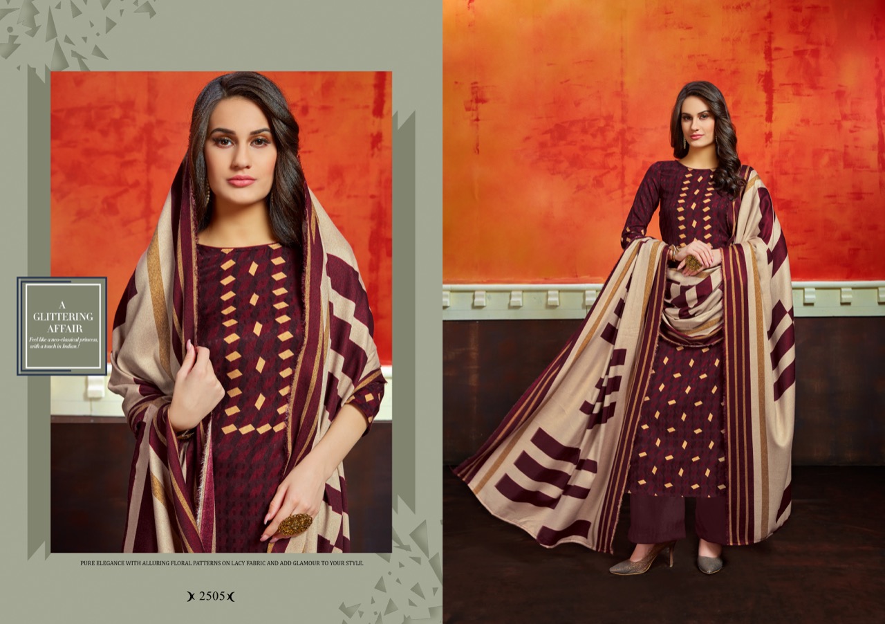Gulzar By Shri Vijay 2501to 2510 Series Beautiful Pashmina Suits Stylish Fancy Colorful Winter Wear & Ethnic Wear Pure Pashmina Dobby Style Printed Dresses At Wholesale Price