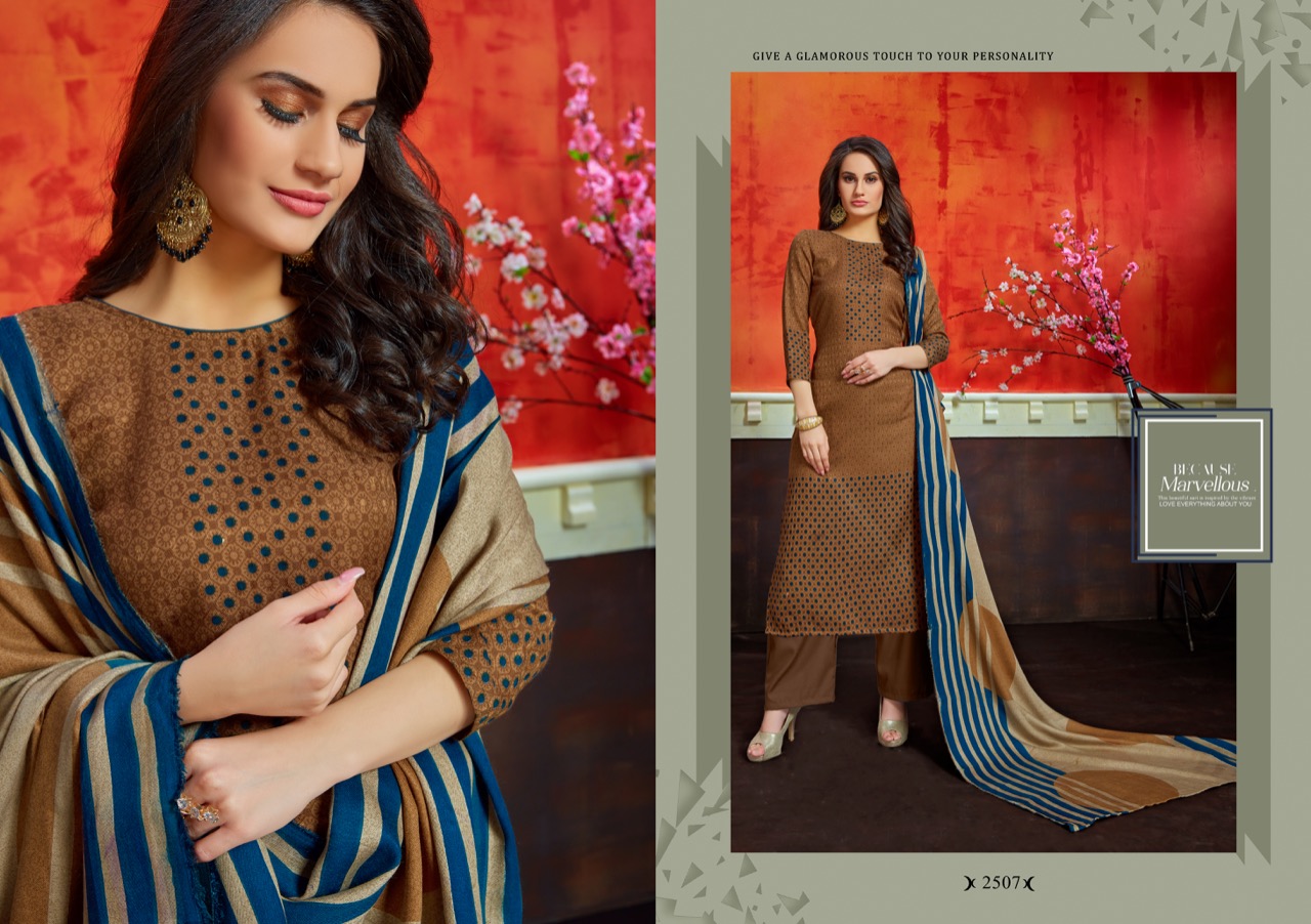 Gulzar By Shri Vijay 2501to 2510 Series Beautiful Pashmina Suits Stylish Fancy Colorful Winter Wear & Ethnic Wear Pure Pashmina Dobby Style Printed Dresses At Wholesale Price