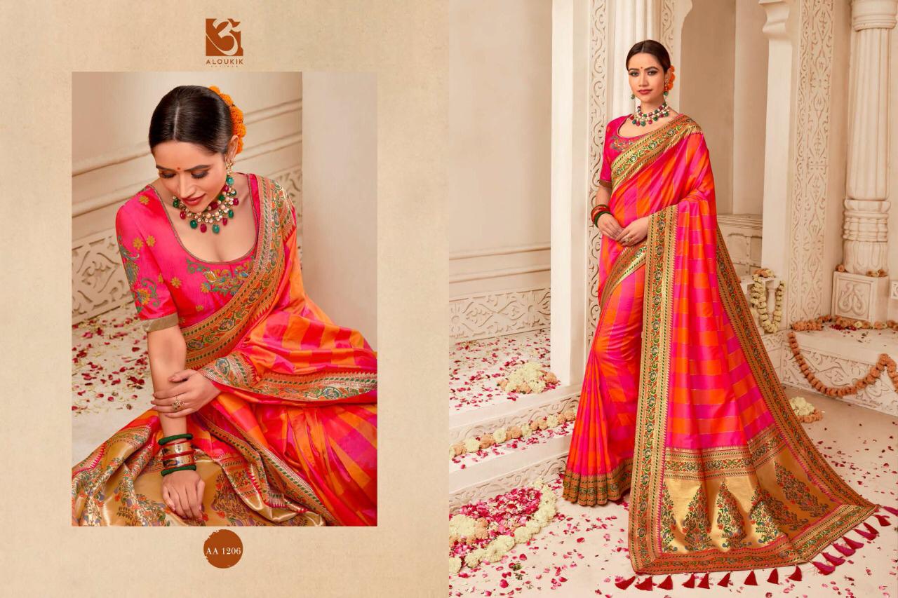 Indian Heritage By Aloukik Attires 1201 To 1209 Series Designer Indian Traditional Wear Beautiful Fancy Occasional Wear & Party Wear Weaving Silk Sarees At Wholesale Price
