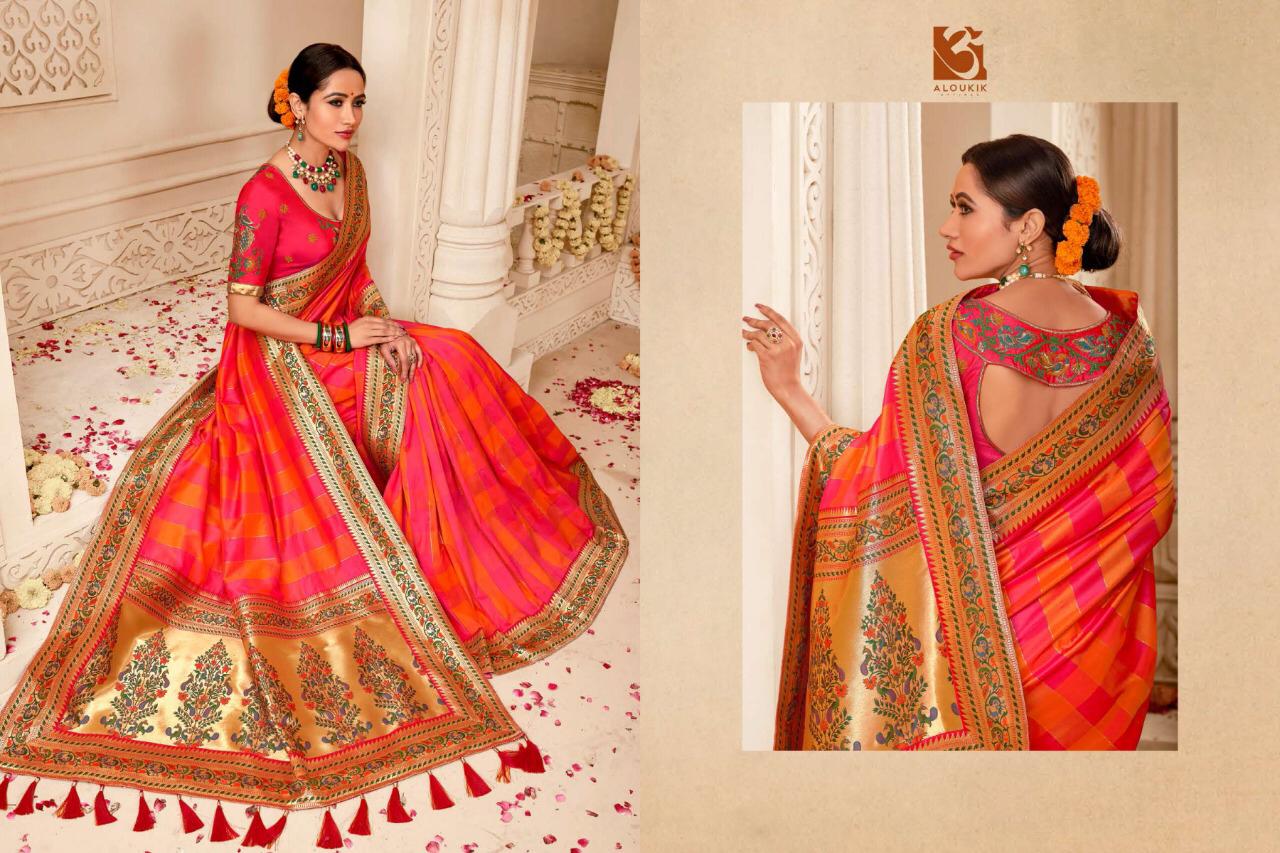 Indian Heritage By Aloukik Attires 1201 To 1209 Series Designer Indian Traditional Wear Beautiful Fancy Occasional Wear & Party Wear Weaving Silk Sarees At Wholesale Price