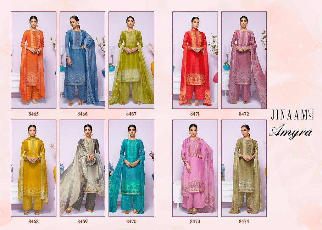 Jinaam By Amyra 8465 To 8474 Series Indian Traditional Wear Collection Beautiful Stylish Fancy Colorful Party Wear & Occasional Wear Digital Printed Dress At Wholesale Price