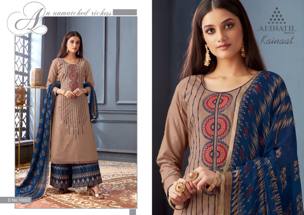 Kainat By Adinath 10001 To 1006 Series Beautiful Suits Colorful Stylish Fancy Colorful Casual Wear & Ethnic Wear Glace Cotton Print With Designer Embroidery Dresses At Wholesale Price