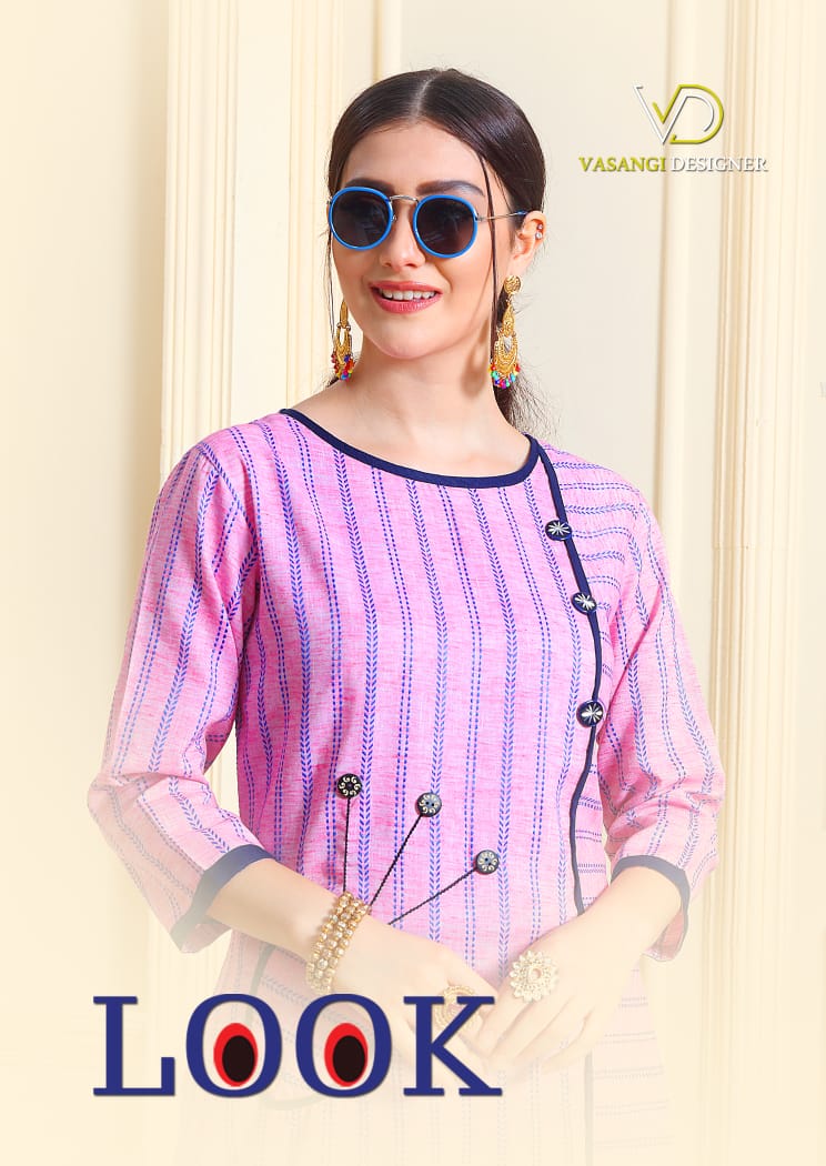 Look By Vasangi Designer 7001 To 7004 Series Stylish Fancy Beautiful Colorful Casual Wear & Ethnic Wear Rayon/south Cotton/palazzo/ Maya Slub Print Kurtis At Wholesale Price