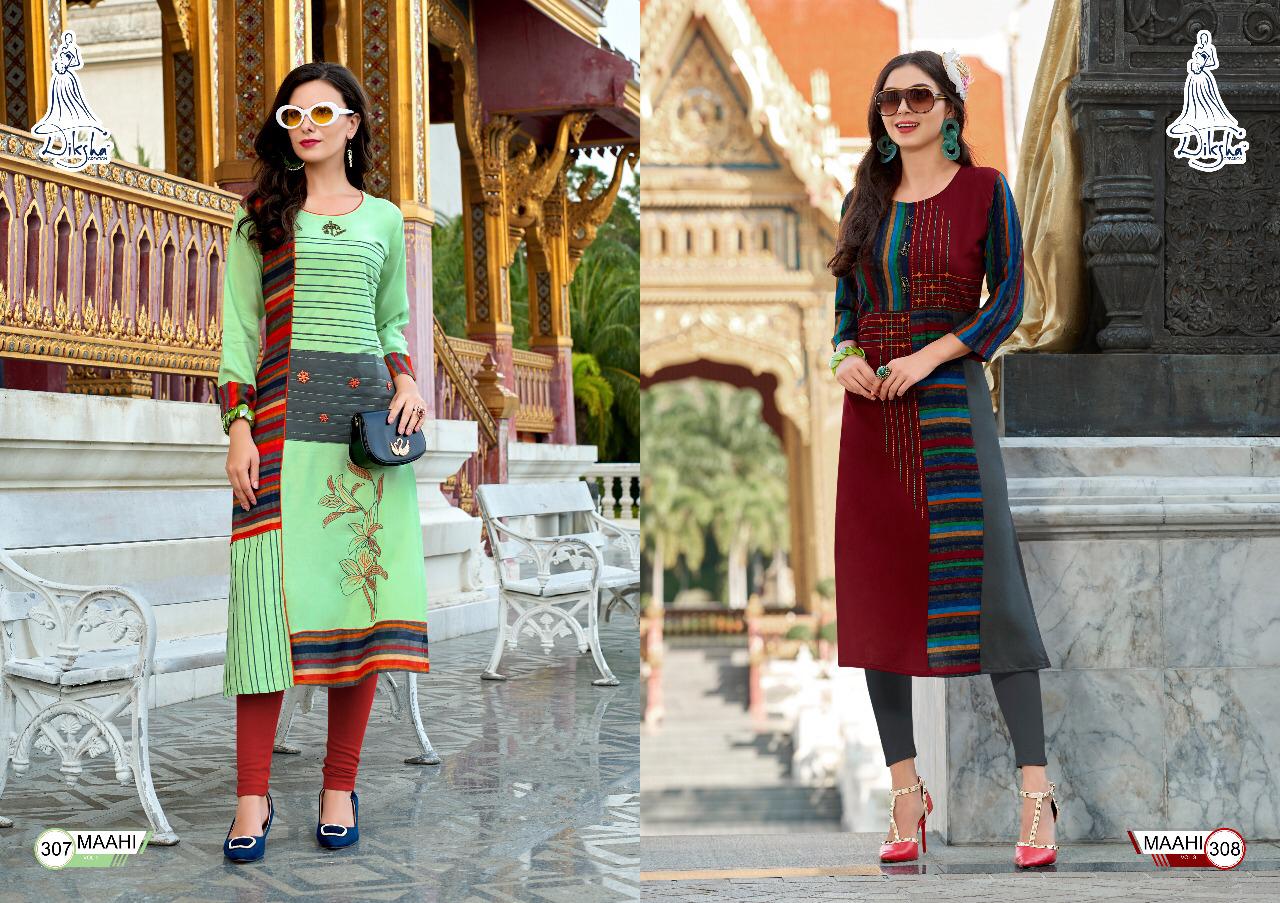 Maahi Vol-3 By Diksha Fashion 301 To 314 Series Indian Traditional Wear Collection Beautiful Stylish Fancy Colorful Party Wear & Occasional Wear Rayon Kurtis At Wholesale Price