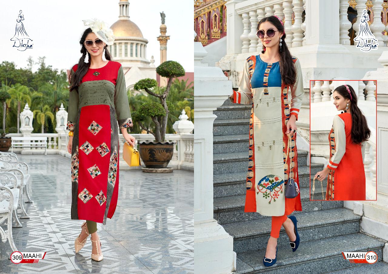 Maahi Vol-3 By Diksha Fashion 301 To 314 Series Indian Traditional Wear Collection Beautiful Stylish Fancy Colorful Party Wear & Occasional Wear Rayon Kurtis At Wholesale Price
