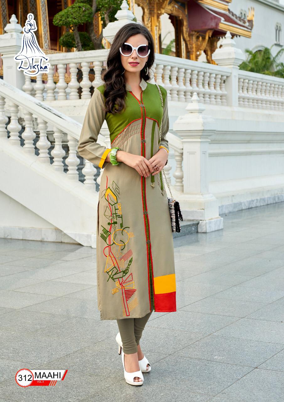 Maahi Vol-3 By Diksha Fashion 301 To 314 Series Indian Traditional Wear Collection Beautiful Stylish Fancy Colorful Party Wear & Occasional Wear Rayon Kurtis At Wholesale Price