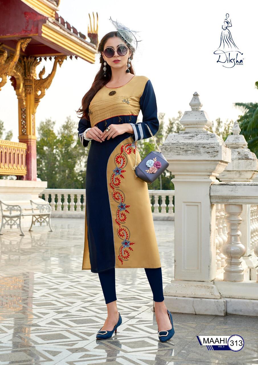 Maahi Vol-3 By Diksha Fashion 301 To 314 Series Indian Traditional Wear Collection Beautiful Stylish Fancy Colorful Party Wear & Occasional Wear Rayon Kurtis At Wholesale Price