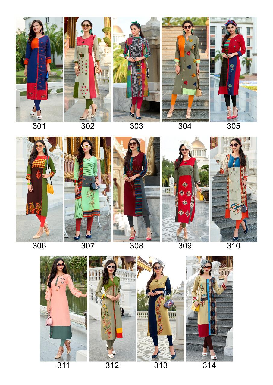 Maahi Vol-3 By Diksha Fashion 301 To 314 Series Indian Traditional Wear Collection Beautiful Stylish Fancy Colorful Party Wear & Occasional Wear Rayon Kurtis At Wholesale Price