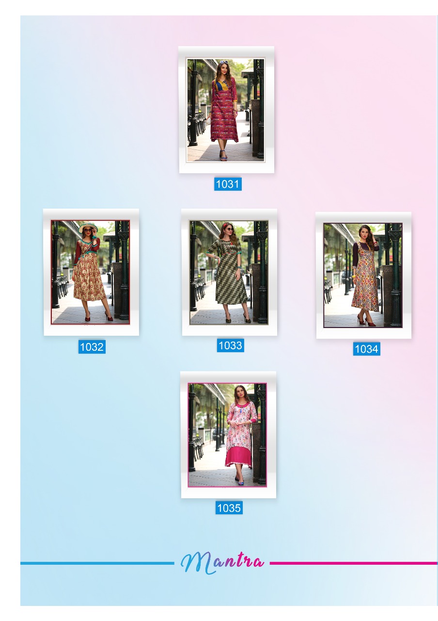 Mantra By Manisha Fashion 1031 To 1040 Series Beautiful Stylish Fancy Colorful Casual Wear & Ethnic Wear Heavy Rayon Printed Kurtis At Wholesale Price
