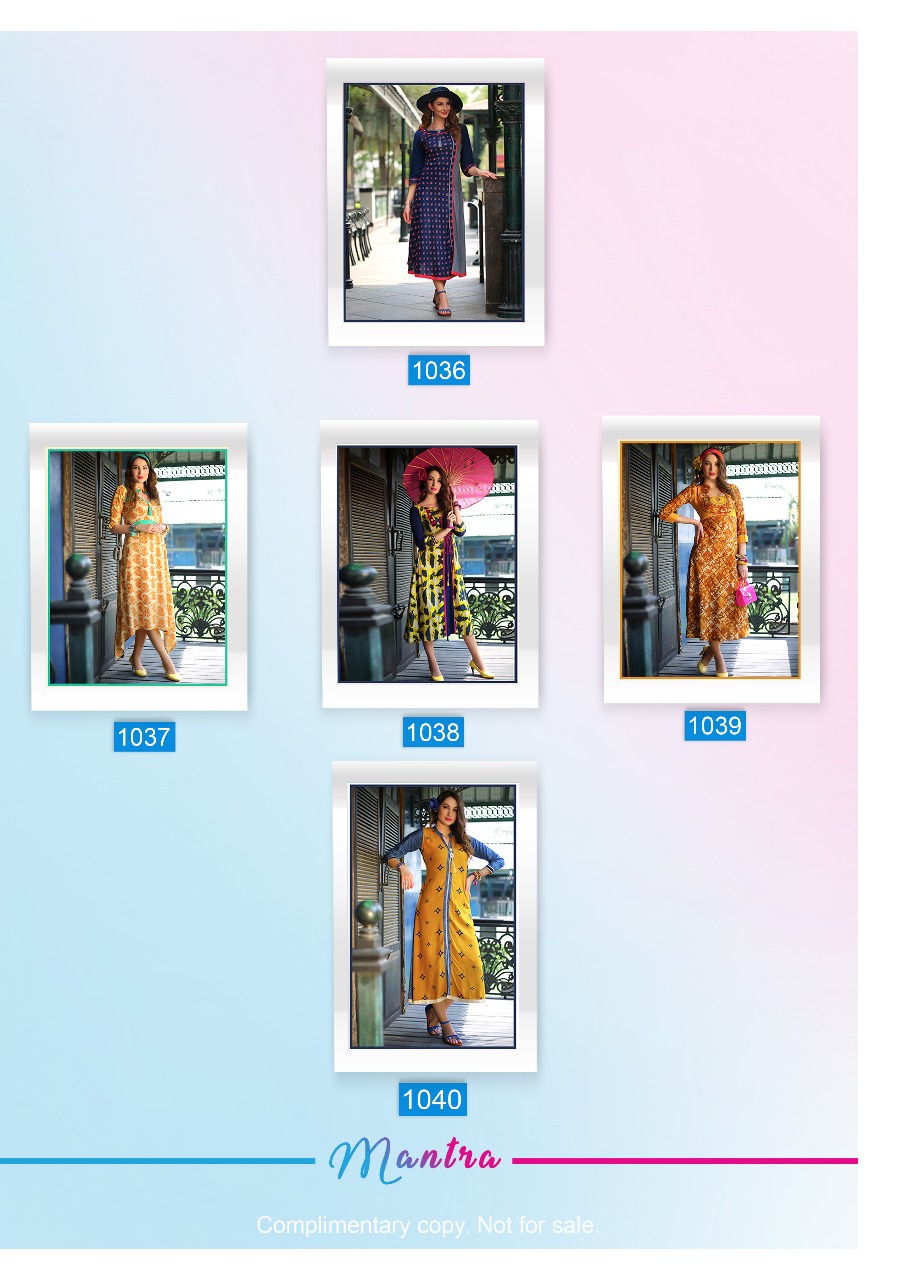 Mantra By Manisha Fashion 1031 To 1040 Series Beautiful Stylish Fancy Colorful Casual Wear & Ethnic Wear Heavy Rayon Printed Kurtis At Wholesale Price
