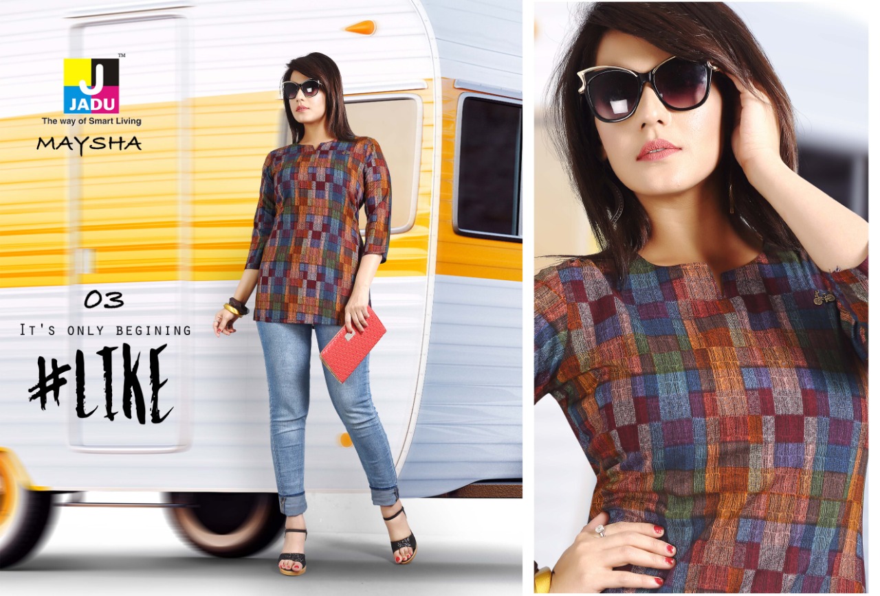 Maysha By Jadu 01 To 10 Series Beautiful Stylish Colorful Fancy Party Wear & Ethnic Wear & Ready To Wear Rayon Printed Kurtis At Wholesale Price