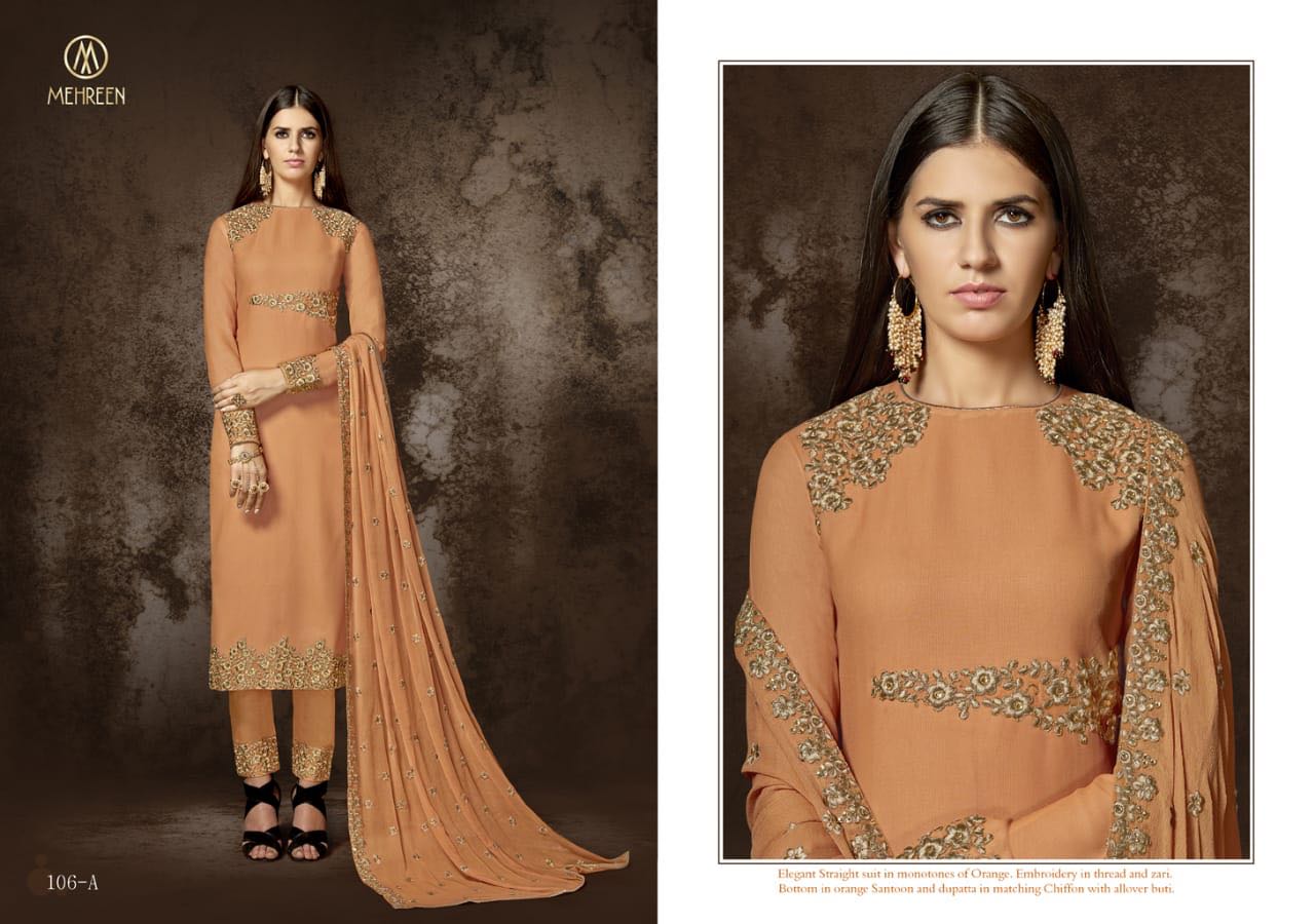 Mehreen Vol-2 By Nakshatra Creation 105-a To 108-b Series Designer Suits Collection Beautiful Stylish Fancy Colorful Party Wear & Occasional Wear Premium Georgette Dresses At Wholesale Price