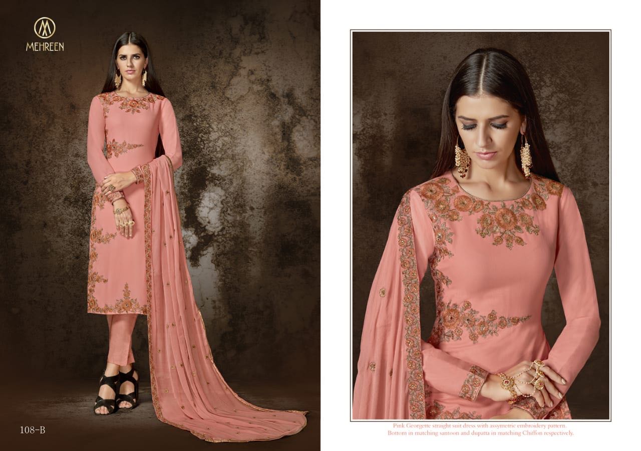 Mehreen Vol-2 By Nakshatra Creation 105-a To 108-b Series Designer Suits Collection Beautiful Stylish Fancy Colorful Party Wear & Occasional Wear Premium Georgette Dresses At Wholesale Price