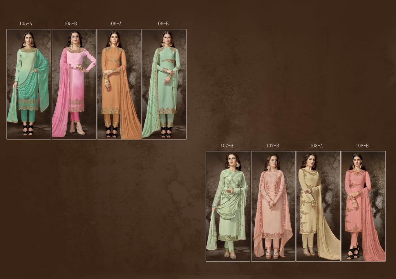 Mehreen Vol-2 By Nakshatra Creation 105-a To 108-b Series Designer Suits Collection Beautiful Stylish Fancy Colorful Party Wear & Occasional Wear Premium Georgette Dresses At Wholesale Price
