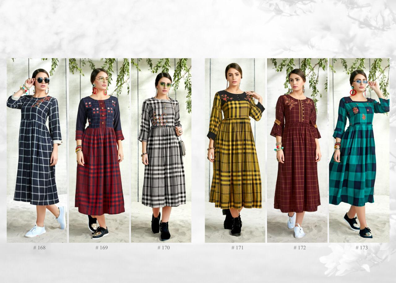 Midiz By Sanskruti Silk Mill 168 To 173 Series Beautiful Colorful Stylish Fancy Casual Wear & Ethnic Wear & Ready To Wear Silk Slub Like Embroidered Kurtis At Wholesale Price