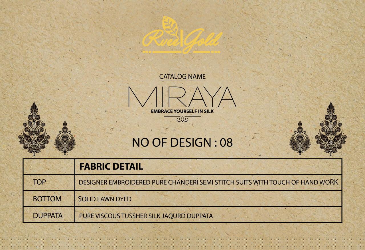 Miraya By Rvee Gold By 340 To 347 Series Beautiful Winter Suits Stylish Fancy Colorful Winter Wear & Ethnic Wear Pure Chanderi Embroidered Dresses At Wholesale Price