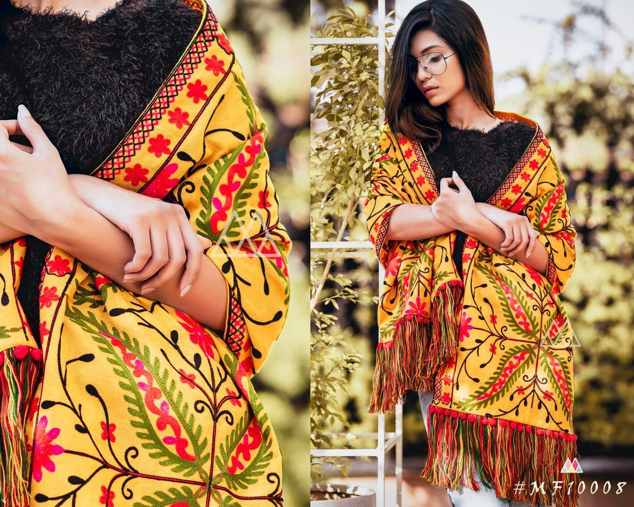 Mufflers Stoles By Mesmora Mf10001 To Mf10010 Series Indian Traditional Wear Collection Beautiful Stylish Fancy Colorful Party Wear & Occasional Wear Woollen Embroidered Khadi Muffler At Wholesale Price