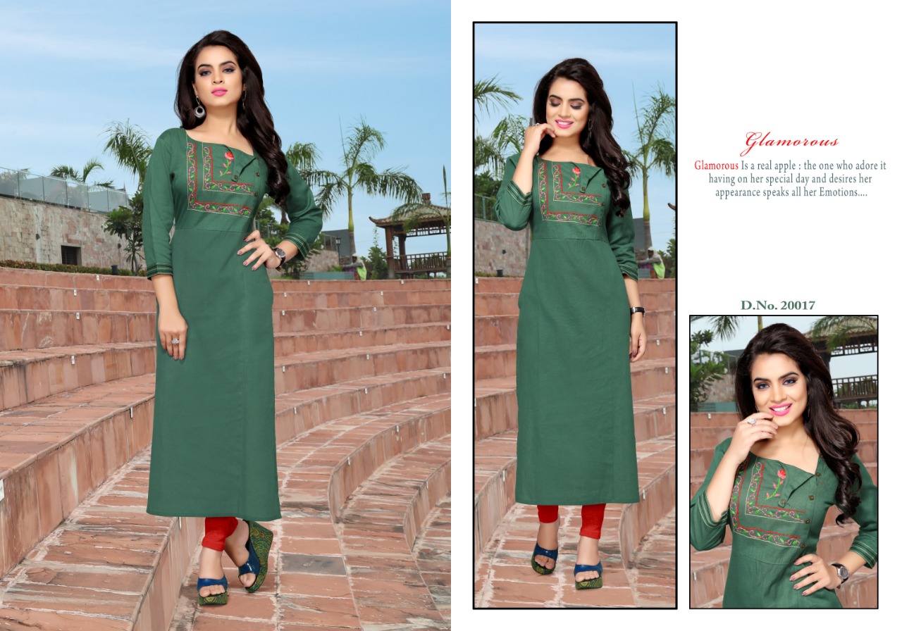 Nazrana By Neeti Creation 20015 To 20020 Series Indian Traditional Wear Collection Beautiful Stylish Fancy Colorful Party Wear & Occasional Wear Cotton Slub With Hand Work Kurtis At Wholesale Price