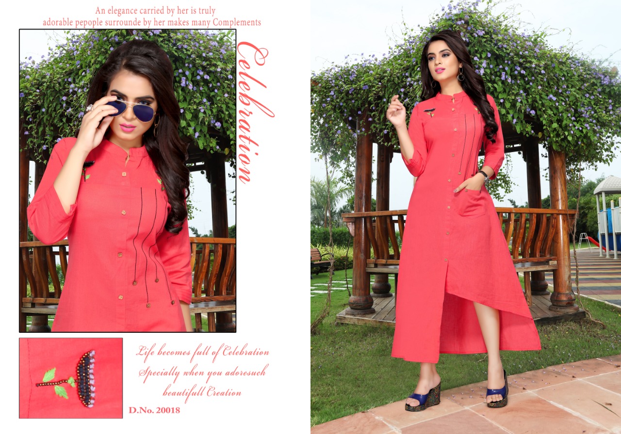 Nazrana By Neeti Creation 20015 To 20020 Series Indian Traditional Wear Collection Beautiful Stylish Fancy Colorful Party Wear & Occasional Wear Cotton Slub With Hand Work Kurtis At Wholesale Price