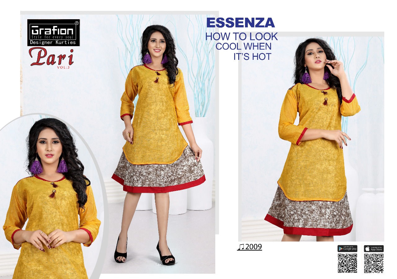Pari Vol-3 By Grafion 2001 To 2010 Series Indian Traditional Wear Collection Beautiful Stylish Fancy Colorful Party Wear & Occasional Wear Cotton Chandri Kurtis At Wholesale Price