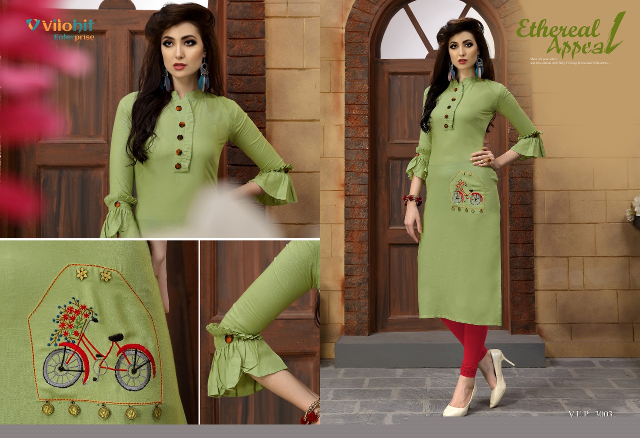 Payal Vol-3 By Vilohit Enterprise 3001 To 3007 Series Indian Traditional Wear Collection Beautiful Stylish Fancy Colorful Party Wear & Occasional Wear Heavy Embroidered Kurtis At Wholesale Price