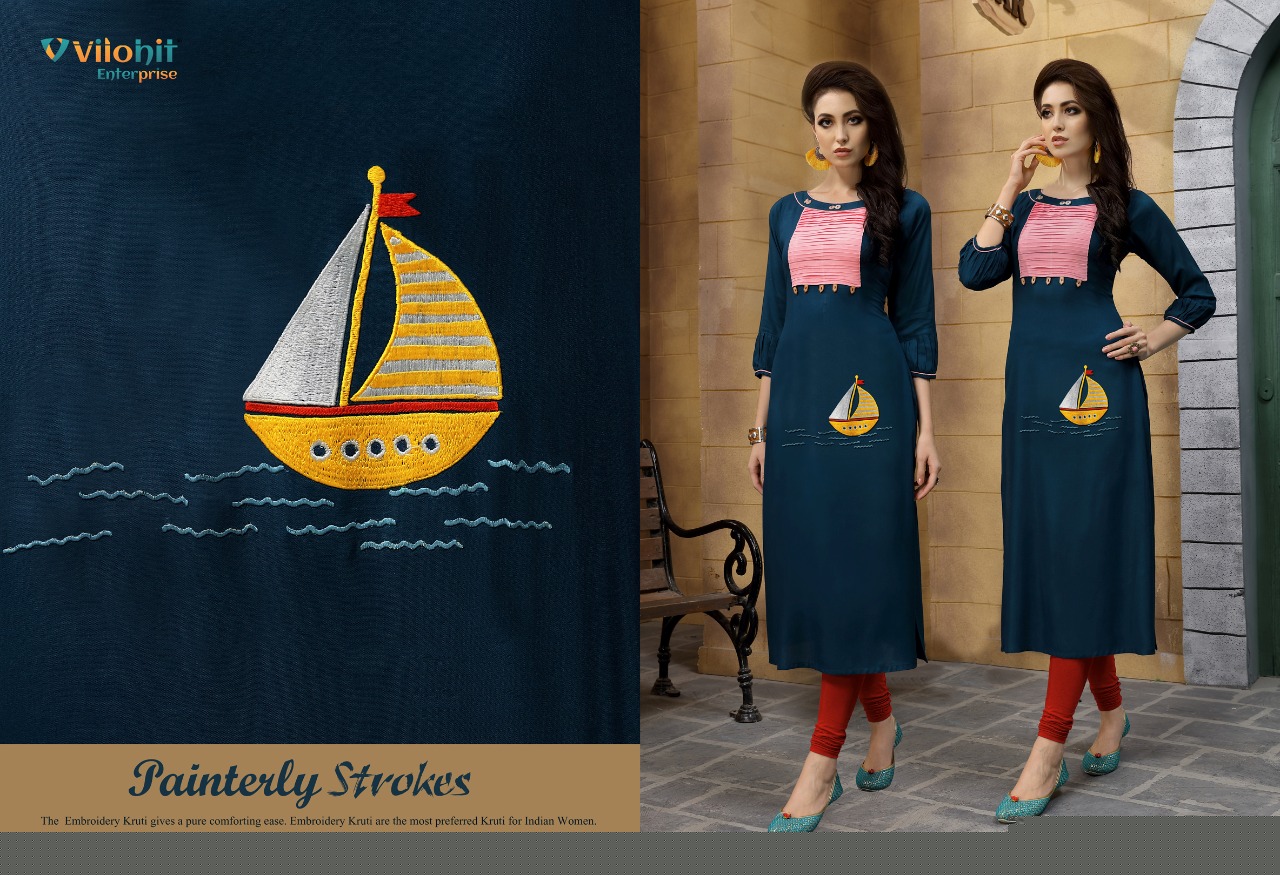 Payal Vol-3 By Vilohit Enterprise 3001 To 3007 Series Indian Traditional Wear Collection Beautiful Stylish Fancy Colorful Party Wear & Occasional Wear Heavy Embroidered Kurtis At Wholesale Price