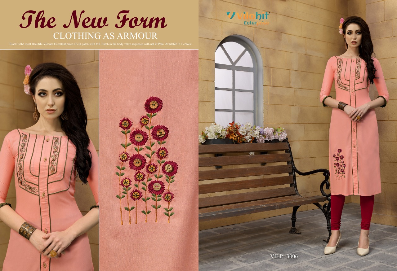 Payal Vol-3 By Vilohit Enterprise 3001 To 3007 Series Indian Traditional Wear Collection Beautiful Stylish Fancy Colorful Party Wear & Occasional Wear Heavy Embroidered Kurtis At Wholesale Price
